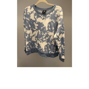 Reebok Blue and White Crew Neck Sweater with Tie-Dye Pattern